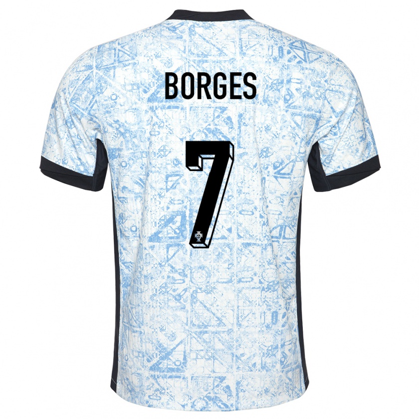 Kandiny Herren Portugal Carlos Borges #7 Cremeblau Auswärtstrikot Trikot 24-26 T-Shirt