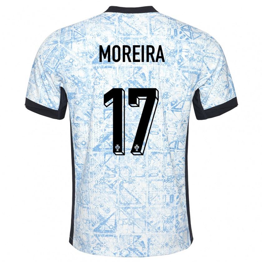 Kandiny Herren Portugal Afonso Moreira #17 Cremeblau Auswärtstrikot Trikot 24-26 T-Shirt