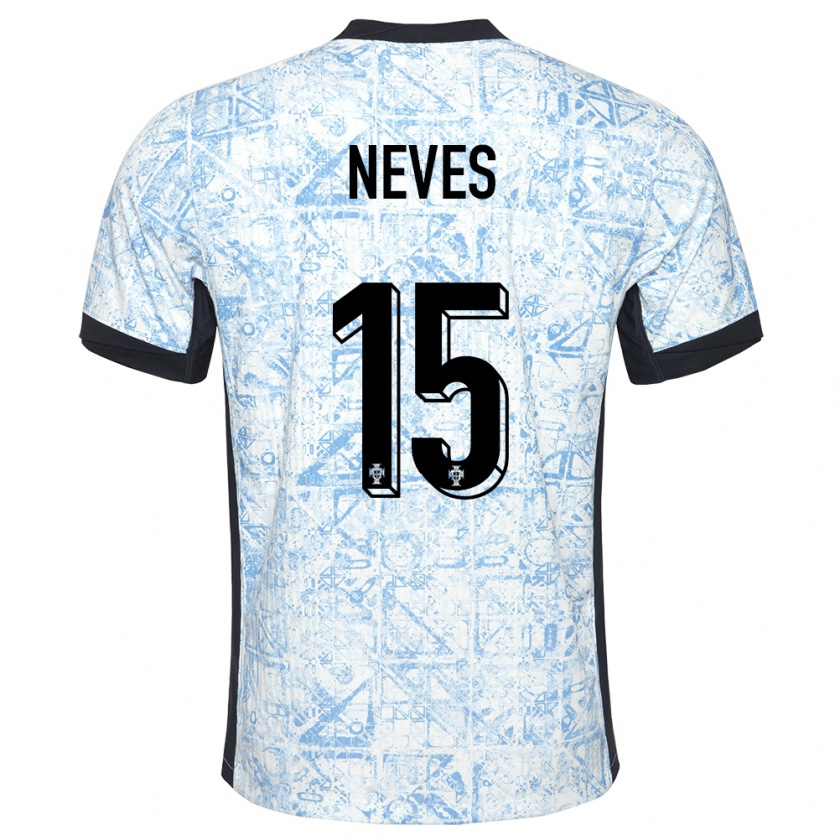 Kandiny Herren Portugal Joao Neves #15 Cremeblau Auswärtstrikot Trikot 24-26 T-Shirt