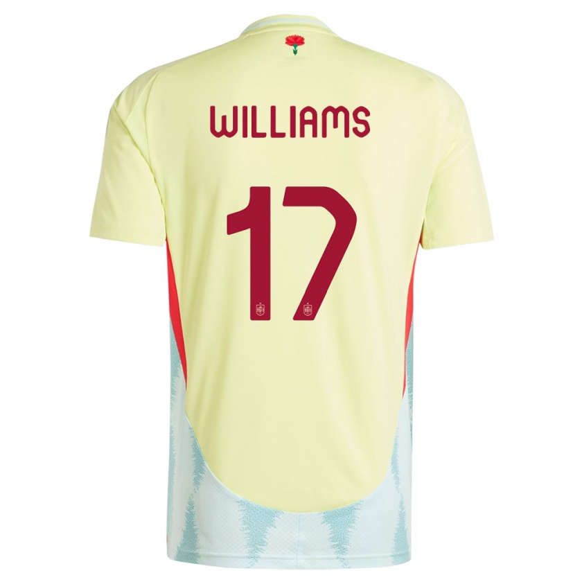 Kandiny Herren Spanien Nico Williams #17 Gelb Auswärtstrikot Trikot 24-26 T-Shirt