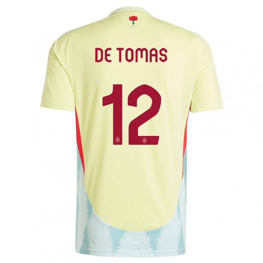 Kandiny Herren Spanien Raul De Tomas #12 Gelb Auswärtstrikot Trikot 24-26 T-Shirt