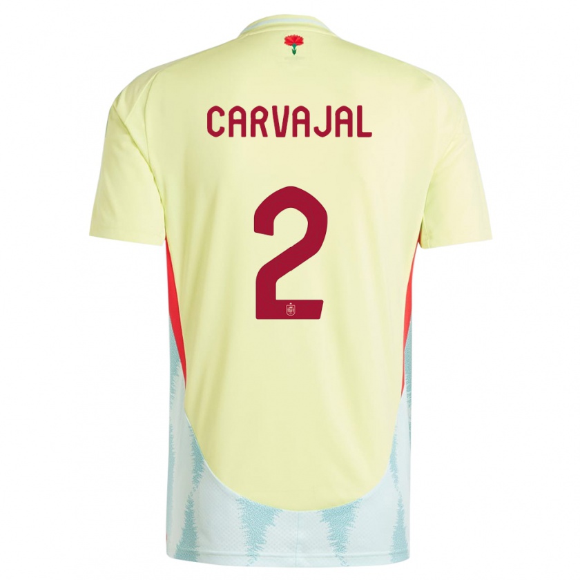 Kandiny Herren Spanien Daniel Carvajal #2 Gelb Auswärtstrikot Trikot 24-26 T-Shirt