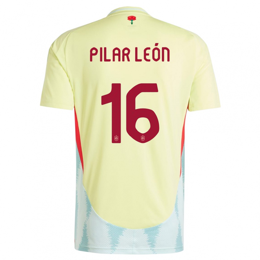 Kandiny Herren Spanien Maria Pilar Leon #16 Gelb Auswärtstrikot Trikot 24-26 T-Shirt