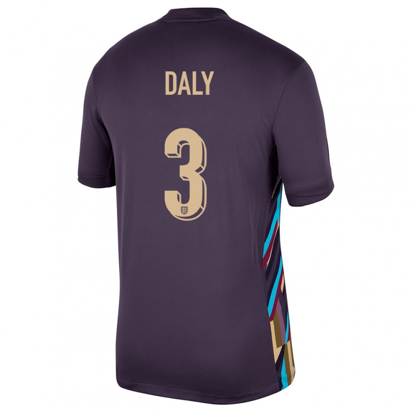 Kandiny Herren England Rachel Daly #3 Dunkle Rosine Auswärtstrikot Trikot 24-26 T-Shirt