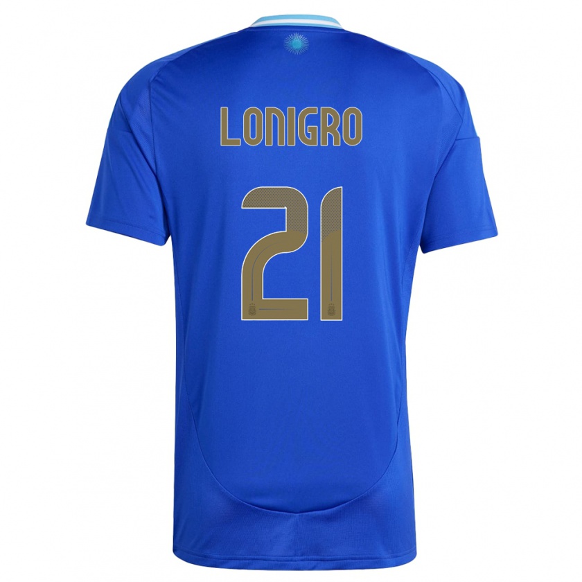 Kandiny Herren Argentinien Erica Lonigro #21 Blau Auswärtstrikot Trikot 24-26 T-Shirt