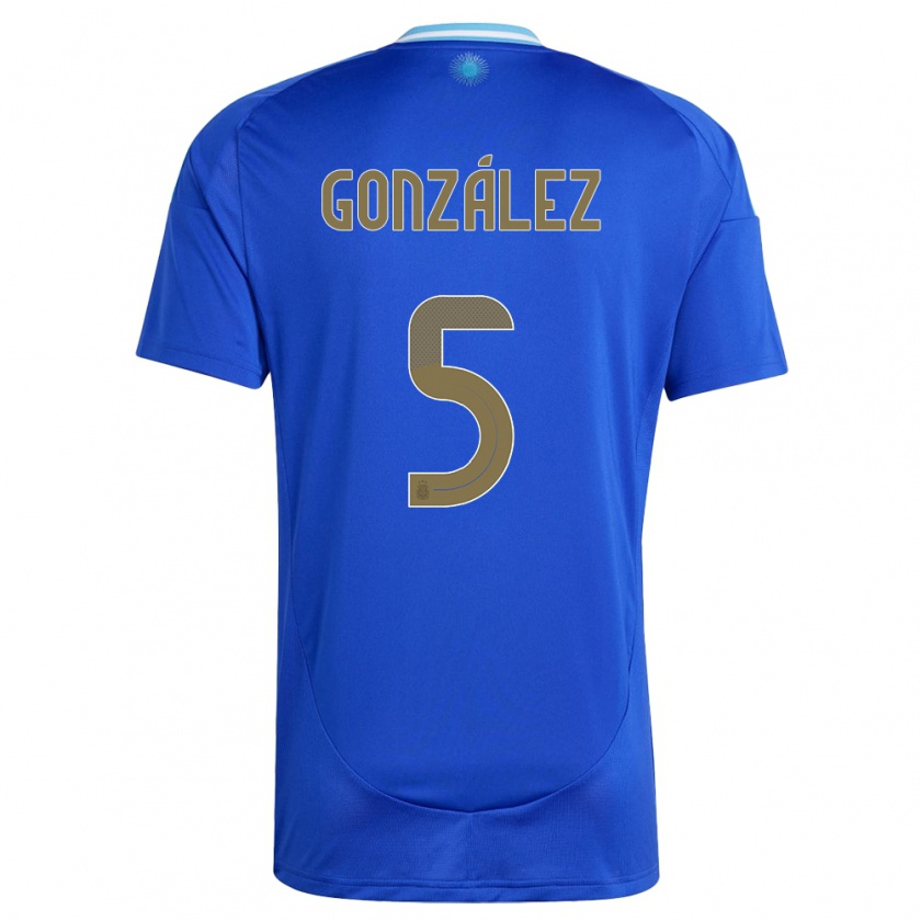 Kandiny Herren Argentinien Maximiliano Gonzalez #5 Blau Auswärtstrikot Trikot 24-26 T-Shirt