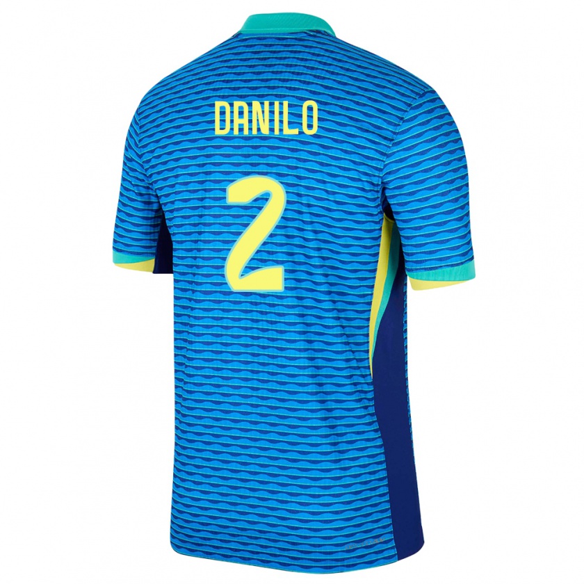 Kandiny Herren Brasilien Danilo #2 Blau Auswärtstrikot Trikot 24-26 T-Shirt