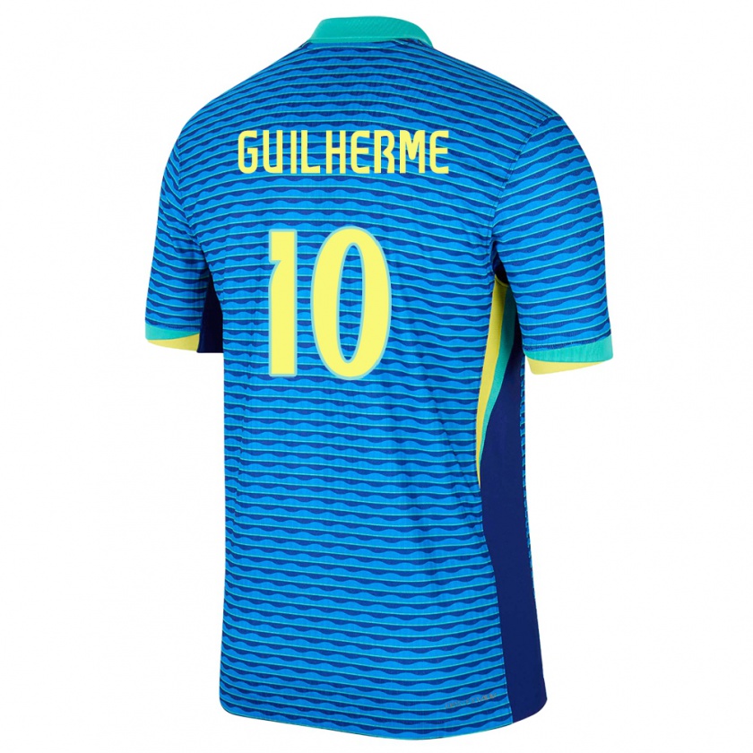 Kandiny Herren Brasilien Luis Guilherme #10 Blau Auswärtstrikot Trikot 24-26 T-Shirt