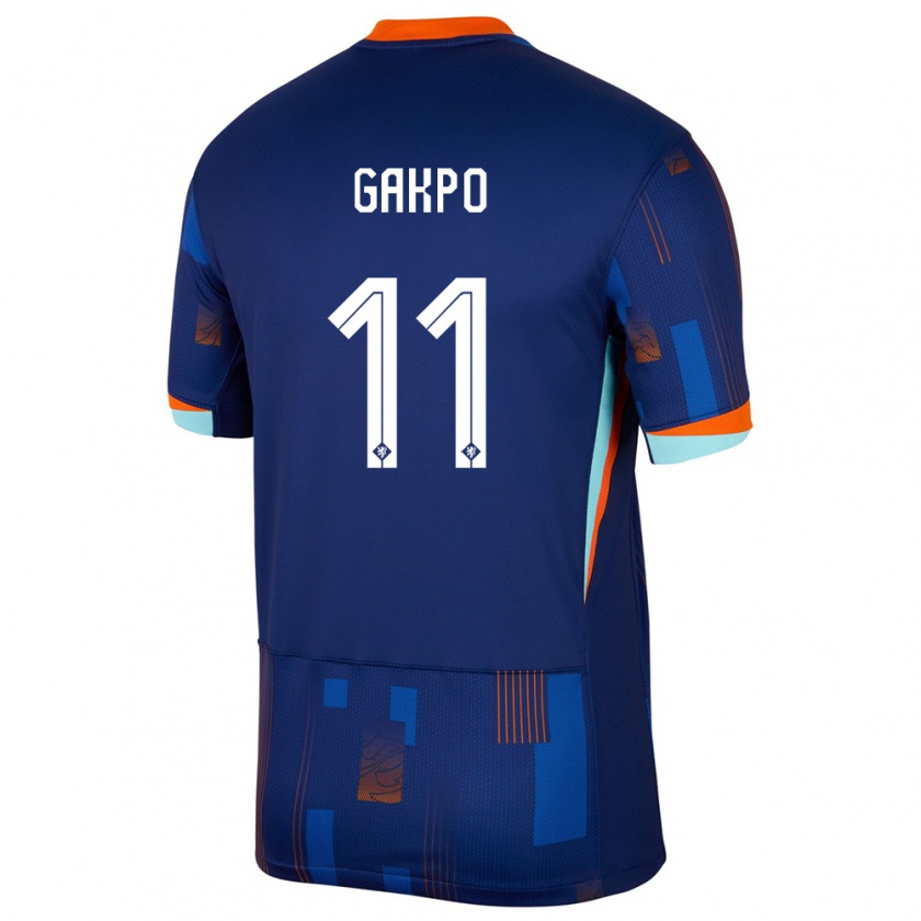 Kandiny Herren Niederlande Cody Gakpo #11 Blau Auswärtstrikot Trikot 24-26 T-Shirt