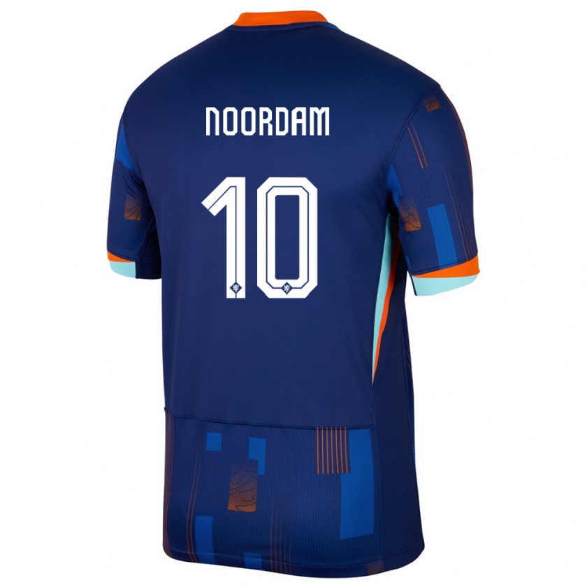 Kandiny Herren Niederlande Nadine Noordam #10 Blau Auswärtstrikot Trikot 24-26 T-Shirt