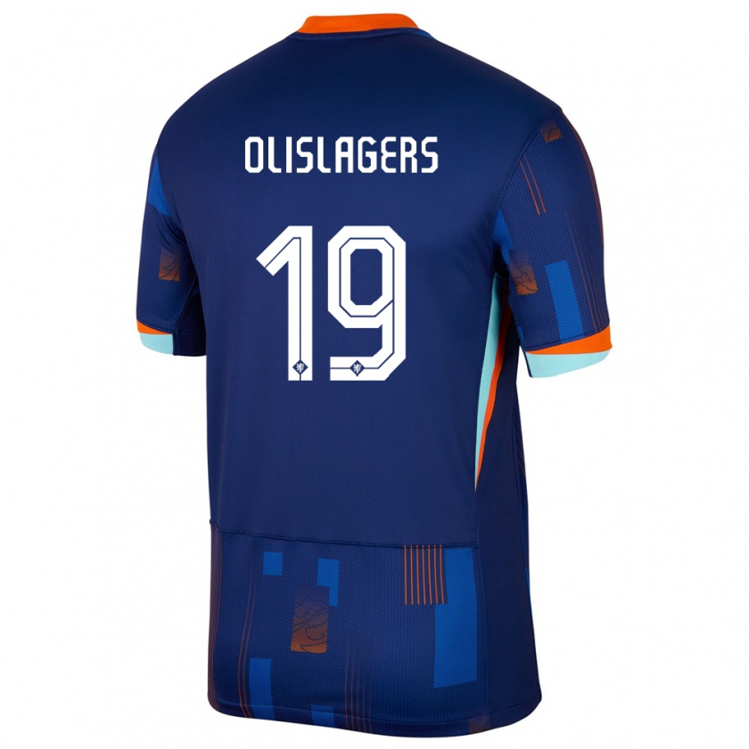 Kandiny Herren Niederlande Marisa Olislagers #19 Blau Auswärtstrikot Trikot 24-26 T-Shirt