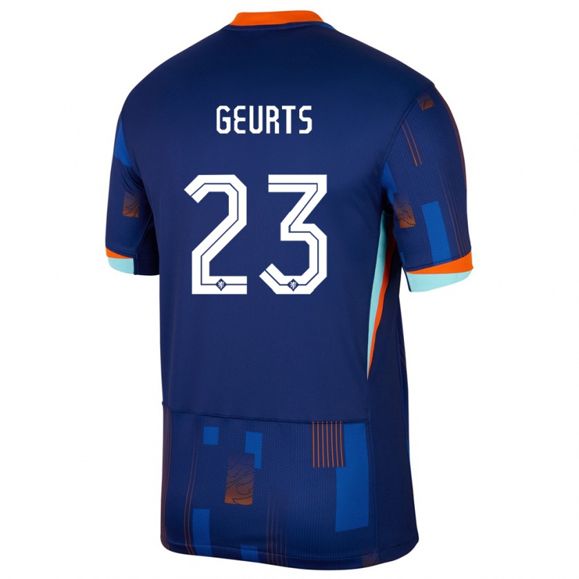 Kandiny Herren Niederlande Loes Geurts #23 Blau Auswärtstrikot Trikot 24-26 T-Shirt