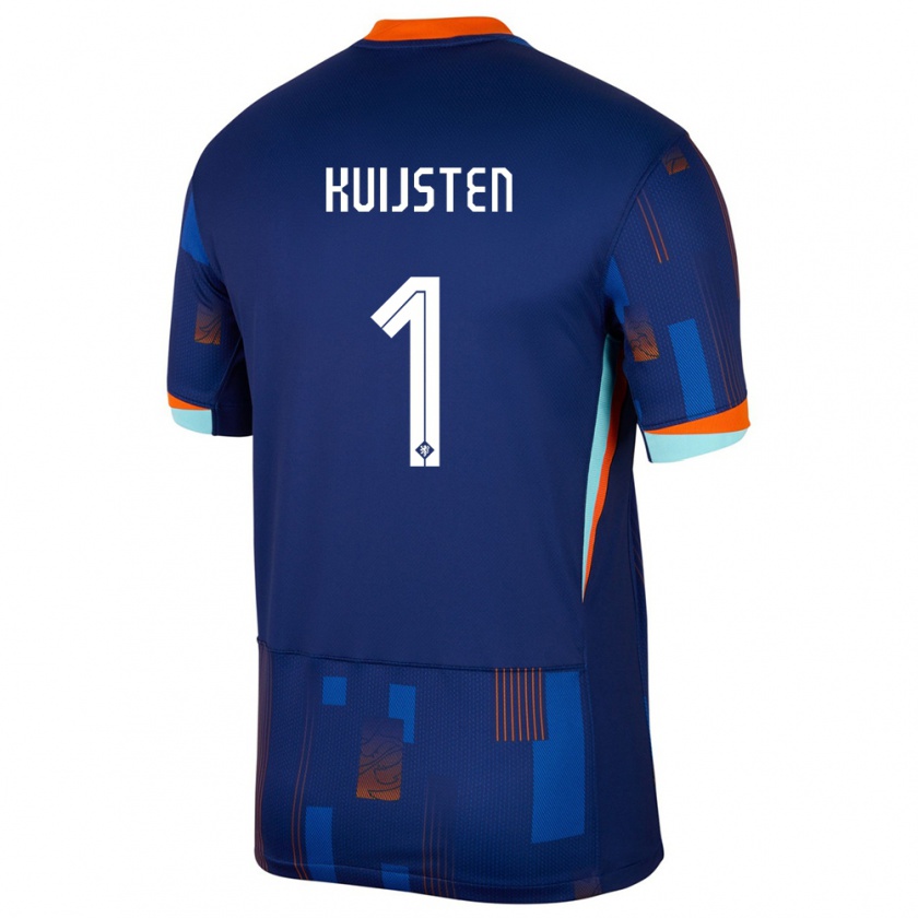 Kandiny Herren Niederlande Tristan Kuijsten #1 Blau Auswärtstrikot Trikot 24-26 T-Shirt