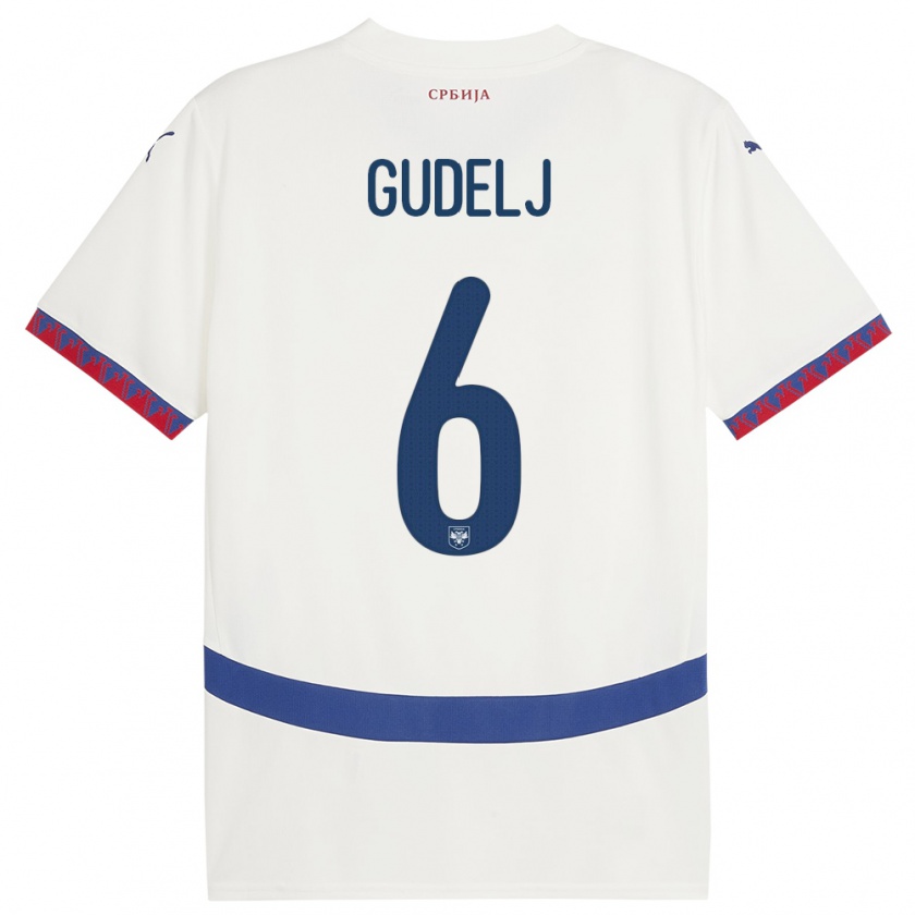 Kandiny Herren Serbien Nemanja Gudelj #6 Weiß Auswärtstrikot Trikot 24-26 T-Shirt