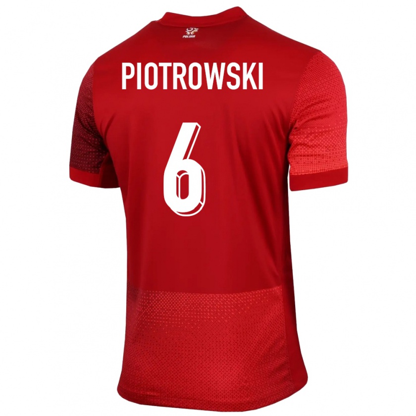 Kandiny Herren Polen Jakub Piotrowski #6 Rot Auswärtstrikot Trikot 24-26 T-Shirt