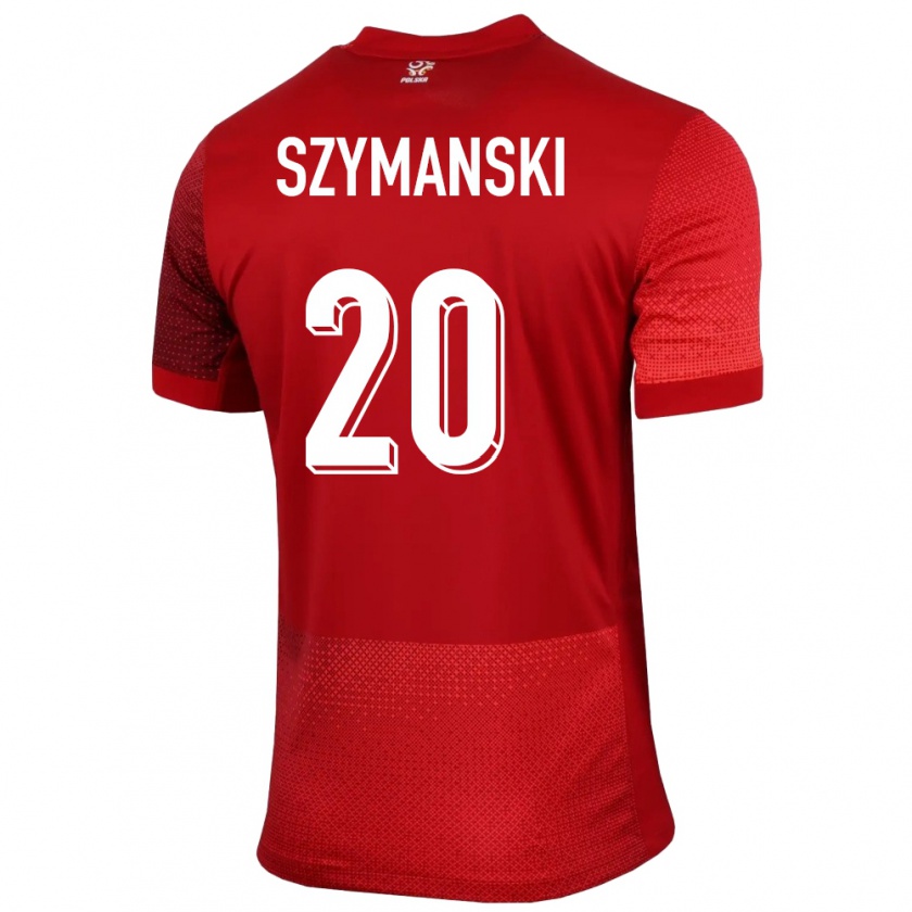 Kandiny Herren Polen Sebastian Szymanski #20 Rot Auswärtstrikot Trikot 24-26 T-Shirt