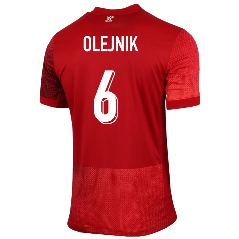 Kandiny Herren Polen Patryk Olejnik #6 Rot Auswärtstrikot Trikot 24-26 T-Shirt