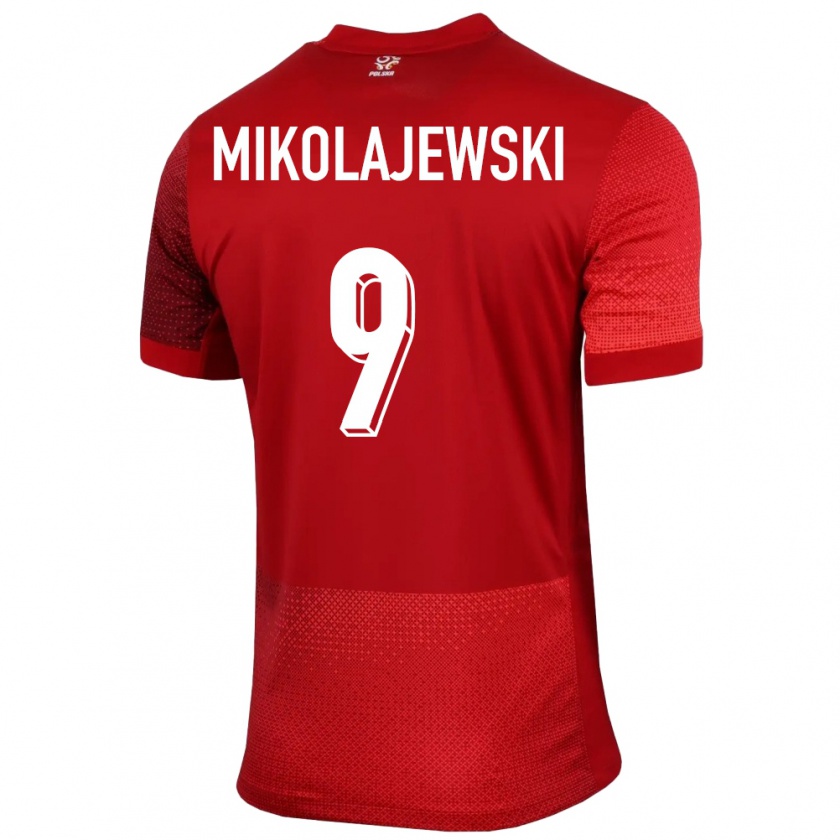 Kandiny Herren Polen Daniel Mikolajewski #9 Rot Auswärtstrikot Trikot 24-26 T-Shirt