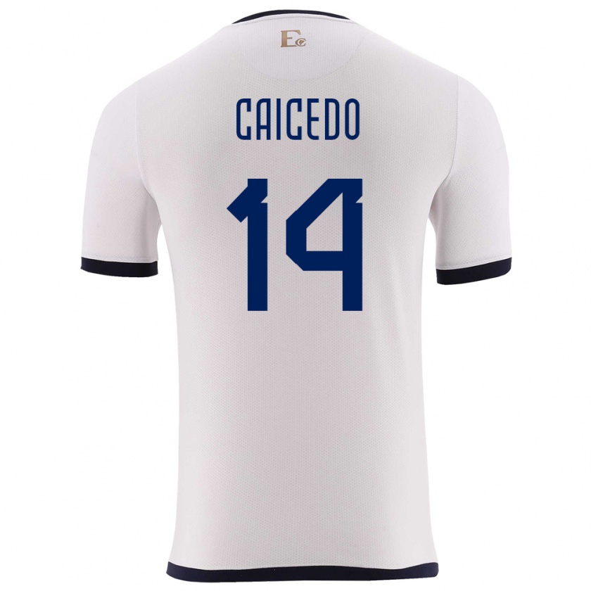 Kandiny Herren Ecuador Carina Caicedo #14 Weiß Auswärtstrikot Trikot 24-26 T-Shirt