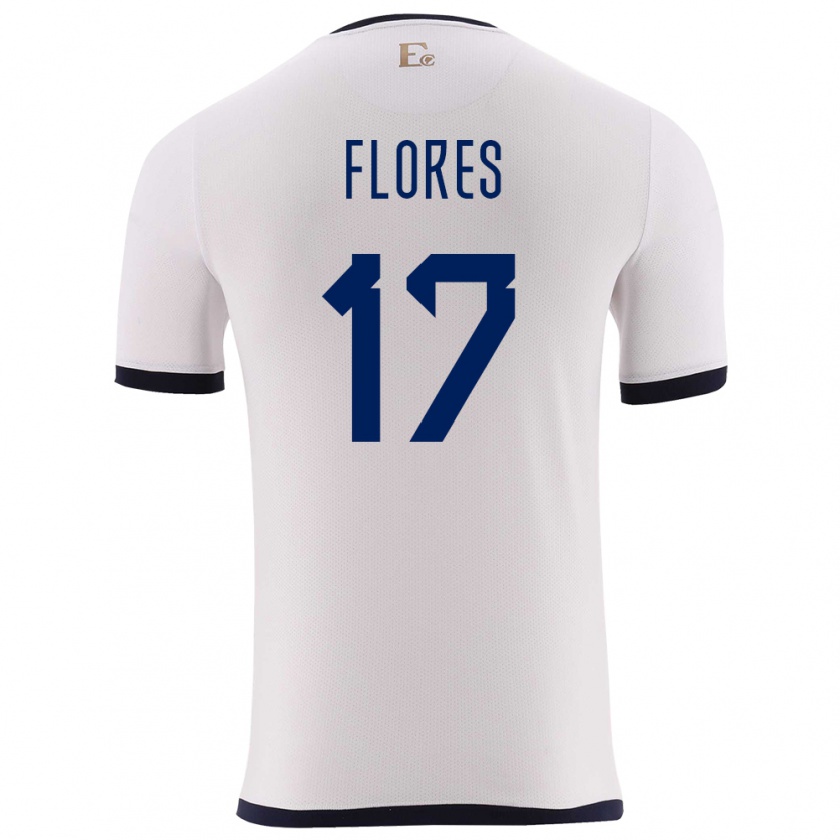 Kandiny Herren Ecuador Karen Flores #17 Weiß Auswärtstrikot Trikot 24-26 T-Shirt