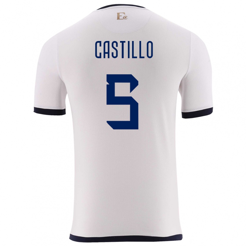 Kandiny Herren Ecuador Denil Castillo #5 Weiß Auswärtstrikot Trikot 24-26 T-Shirt