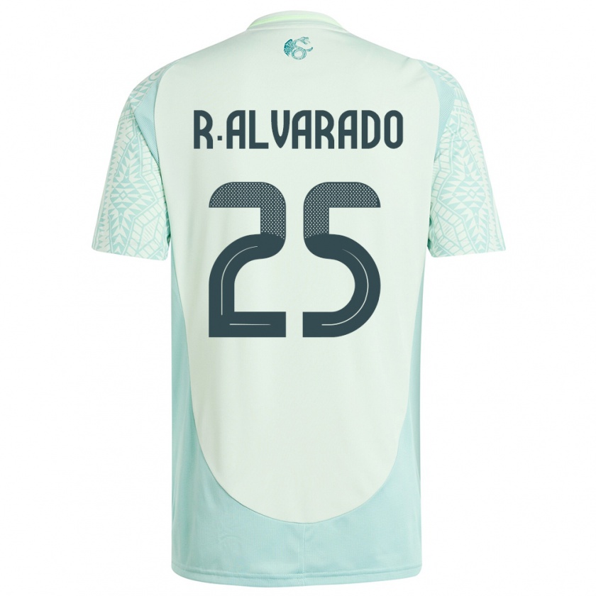 Kandiny Herren Mexiko Roberto Alvarado #25 Leinengrün Auswärtstrikot Trikot 24-26 T-Shirt