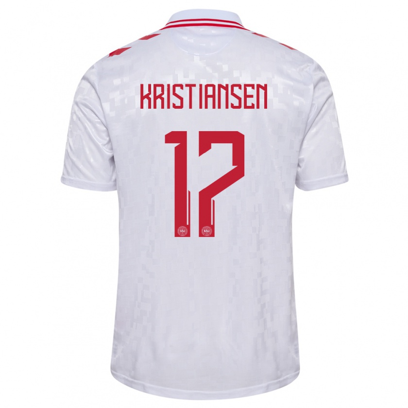 Kandiny Herren Dänemark Victor Kristiansen #17 Weiß Auswärtstrikot Trikot 24-26 T-Shirt