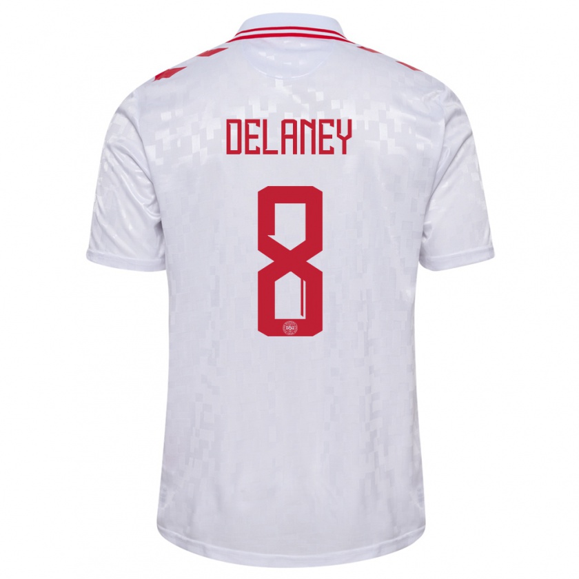 Kandiny Herren Dänemark Thomas Delaney #8 Weiß Auswärtstrikot Trikot 24-26 T-Shirt