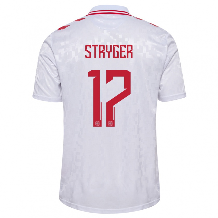 Kandiny Herren Dänemark Jens Stryger Larsen #17 Weiß Auswärtstrikot Trikot 24-26 T-Shirt