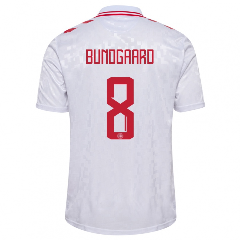 Kandiny Herren Dänemark Filip Bundgaard #8 Weiß Auswärtstrikot Trikot 24-26 T-Shirt