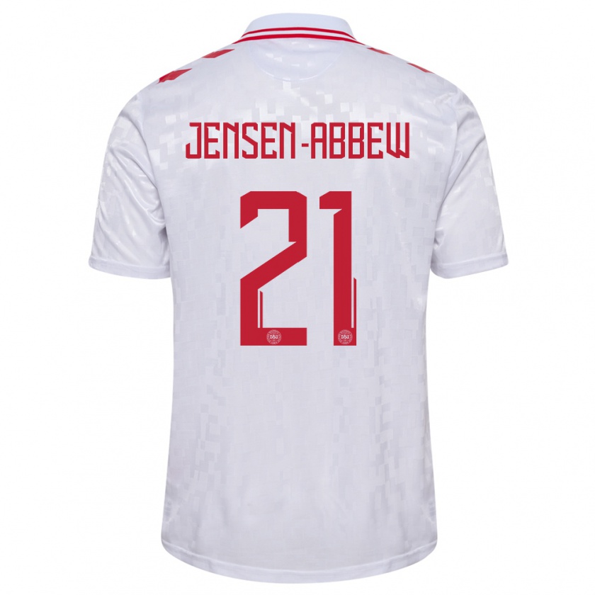 Kandiny Herren Dänemark Jonas Jensen-Abbew #21 Weiß Auswärtstrikot Trikot 24-26 T-Shirt