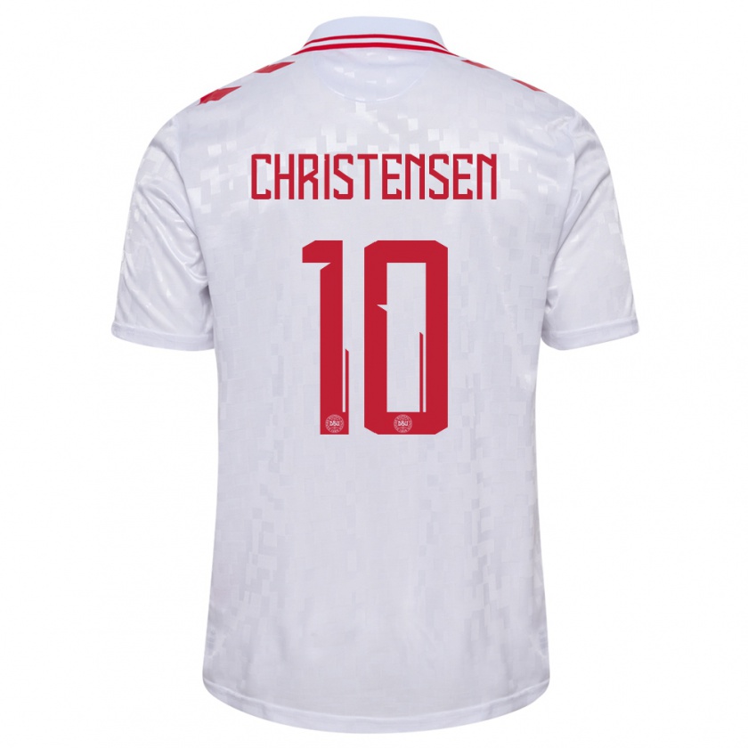 Kandiny Herren Dänemark Gustav Christensen #10 Weiß Auswärtstrikot Trikot 24-26 T-Shirt