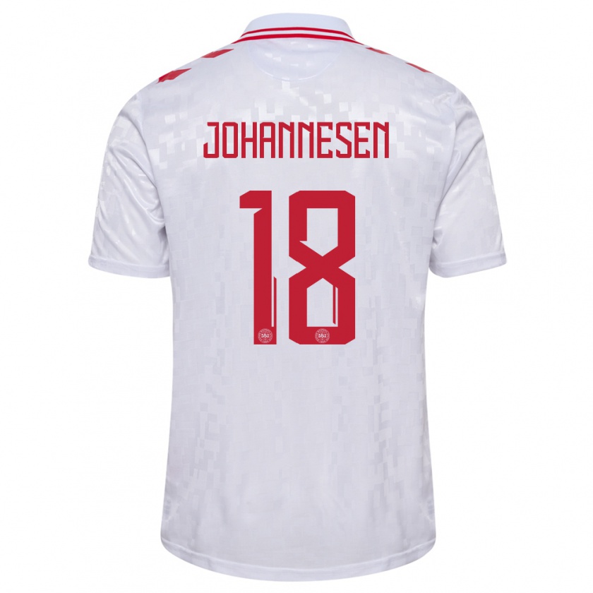 Kandiny Herren Dänemark Sofus Johannesen #18 Weiß Auswärtstrikot Trikot 24-26 T-Shirt