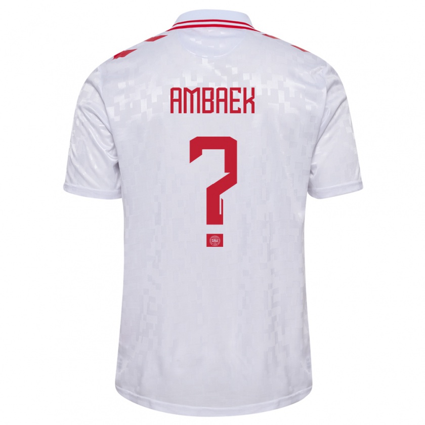 Kandiny Herren Dänemark Jacob Ambaek #0 Weiß Auswärtstrikot Trikot 24-26 T-Shirt