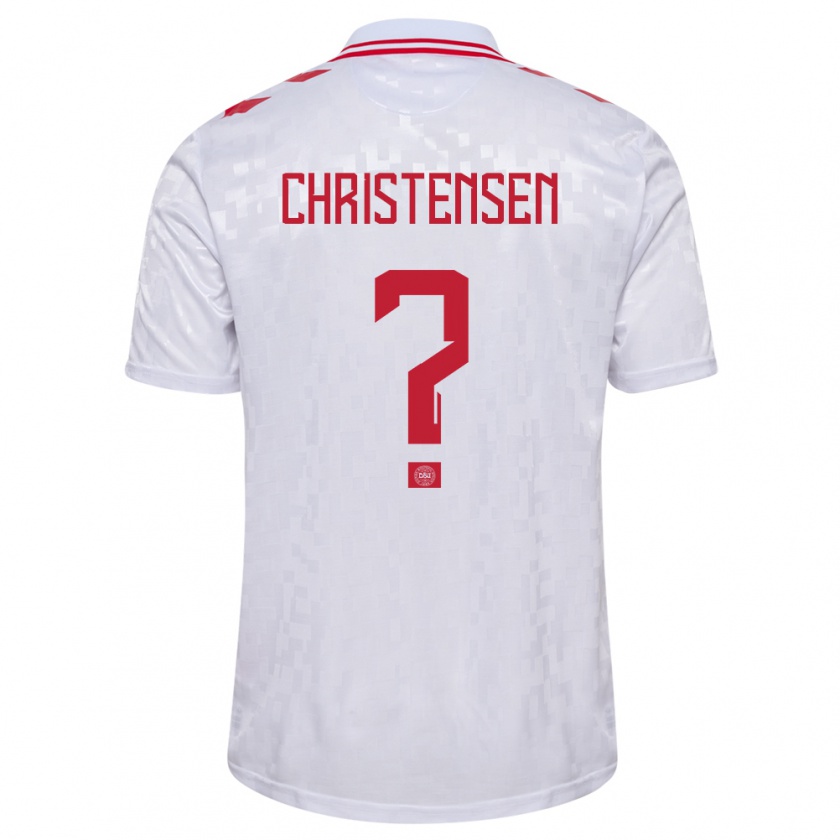 Kandiny Herren Dänemark Sebastian Christensen #0 Weiß Auswärtstrikot Trikot 24-26 T-Shirt