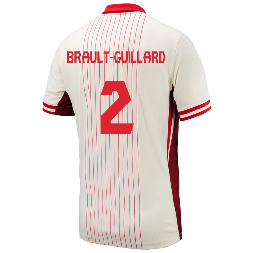 Kandiny Herren Kanada Zachary Brault-Guillard #2 Weiß Auswärtstrikot Trikot 24-26 T-Shirt