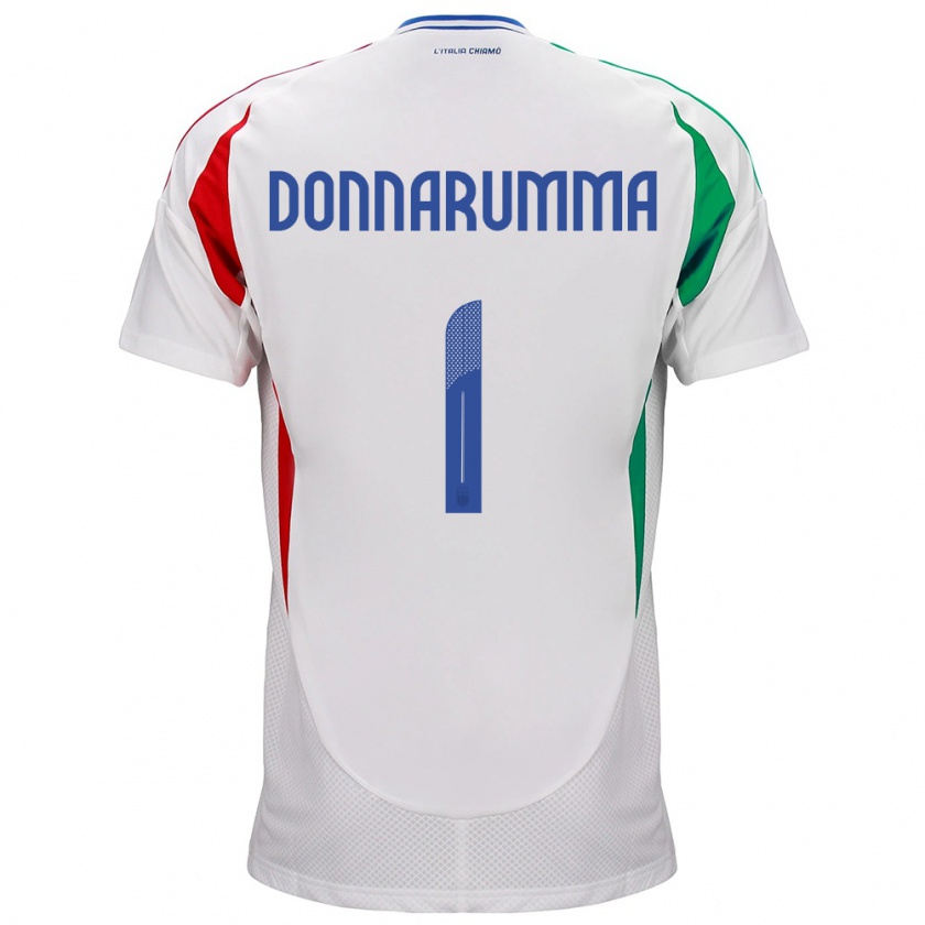 Kandiny Herren Italien Gianluigi Donnarumma #1 Weiß Auswärtstrikot Trikot 24-26 T-Shirt