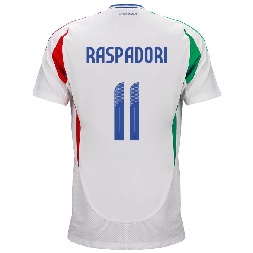 Kandiny Herren Italien Giacomo Raspadori #11 Weiß Auswärtstrikot Trikot 24-26 T-Shirt