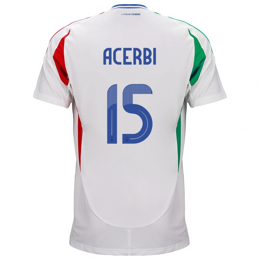 Kandiny Herren Italien Francesco Acerbi #15 Weiß Auswärtstrikot Trikot 24-26 T-Shirt