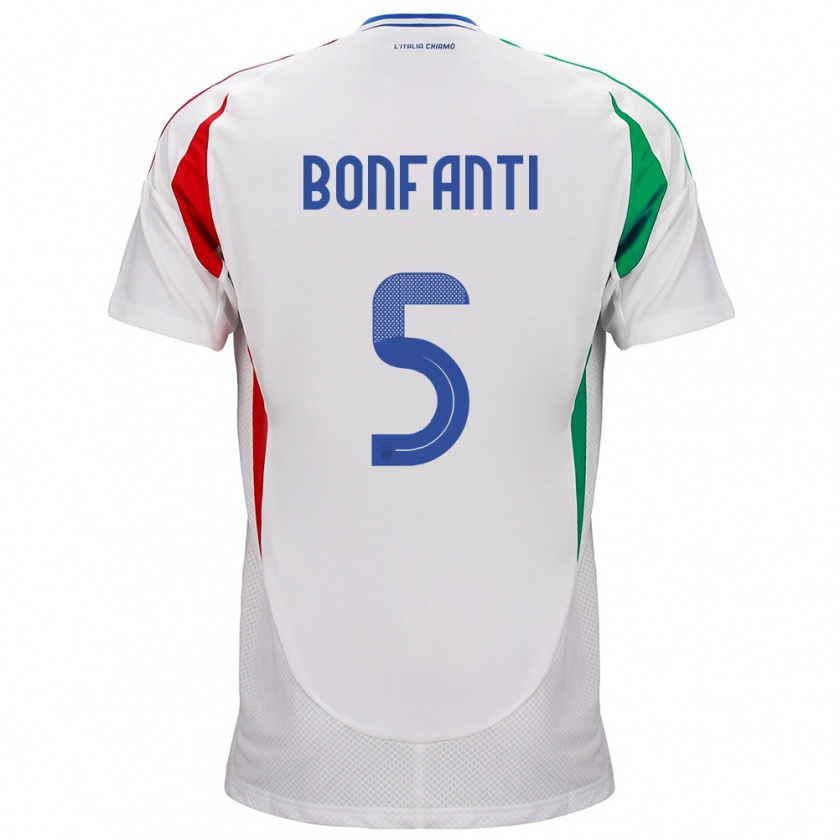 Kandiny Herren Italien Giovanni Bonfanti #5 Weiß Auswärtstrikot Trikot 24-26 T-Shirt