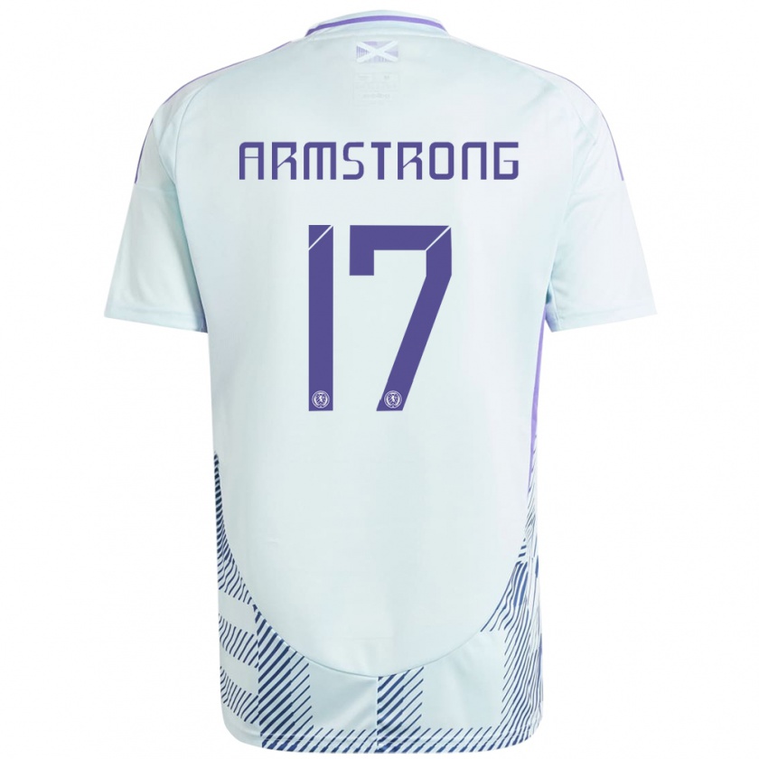 Kandiny Herren Schottland Stuart Armstrong #17 Helles Mintblau Auswärtstrikot Trikot 24-26 T-Shirt