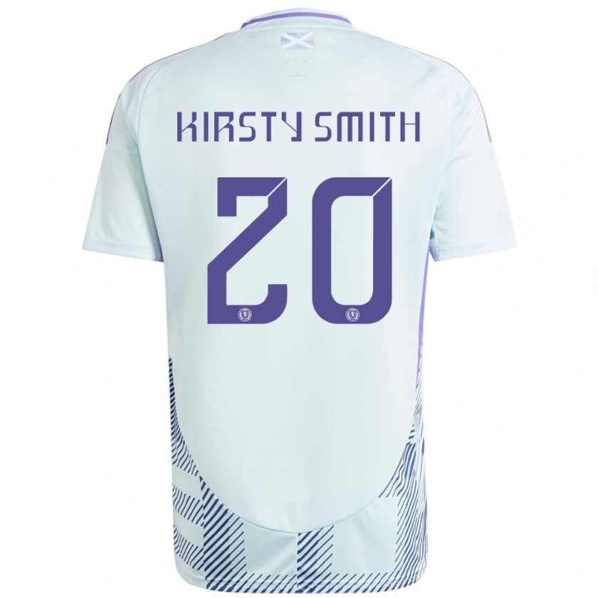 Kandiny Herren Schottland Kirsty Smith #20 Helles Mintblau Auswärtstrikot Trikot 24-26 T-Shirt