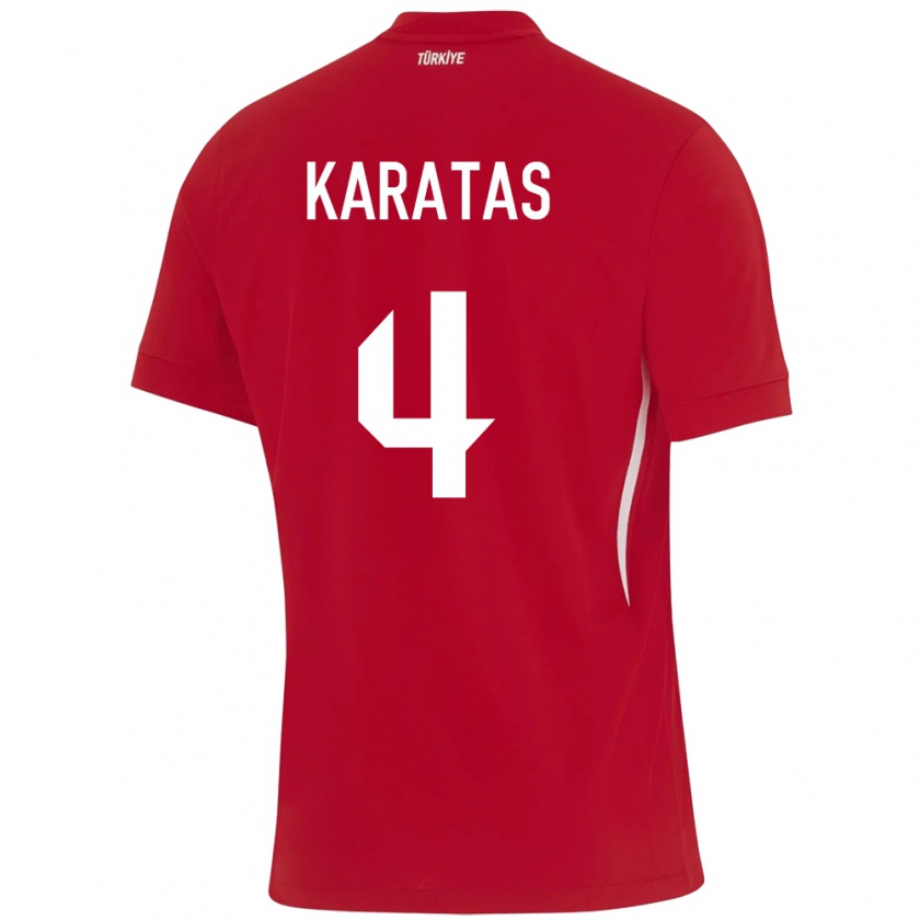 Kandiny Herren Türkei Eda Karataş #4 Rot Auswärtstrikot Trikot 24-26 T-Shirt