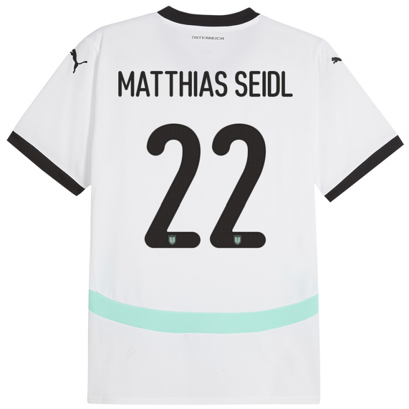 Kandiny Herren Österreich Matthias Seidl #22 Weiß Auswärtstrikot Trikot 24-26 T-Shirt