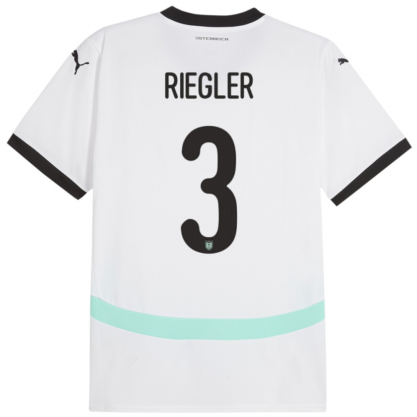 Kandiny Herren Österreich David Riegler #3 Weiß Auswärtstrikot Trikot 24-26 T-Shirt