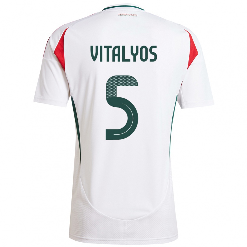 Kandiny Herren Ungarn Viktor Vitályos #5 Weiß Auswärtstrikot Trikot 24-26 T-Shirt