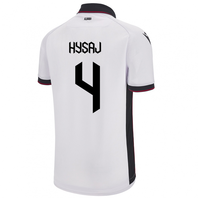 Kandiny Herren Albanien Elseid Hysaj #4 Weiß Auswärtstrikot Trikot 24-26 T-Shirt