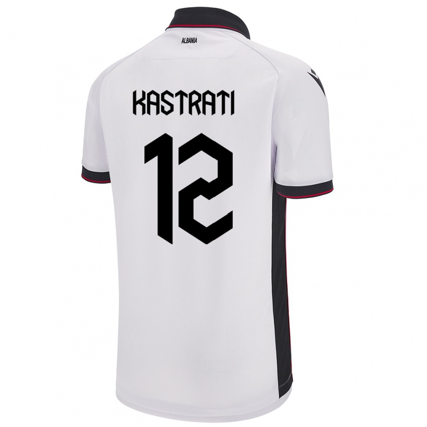 Kandiny Herren Albanien Elhan Kastrati #12 Weiß Auswärtstrikot Trikot 24-26 T-Shirt