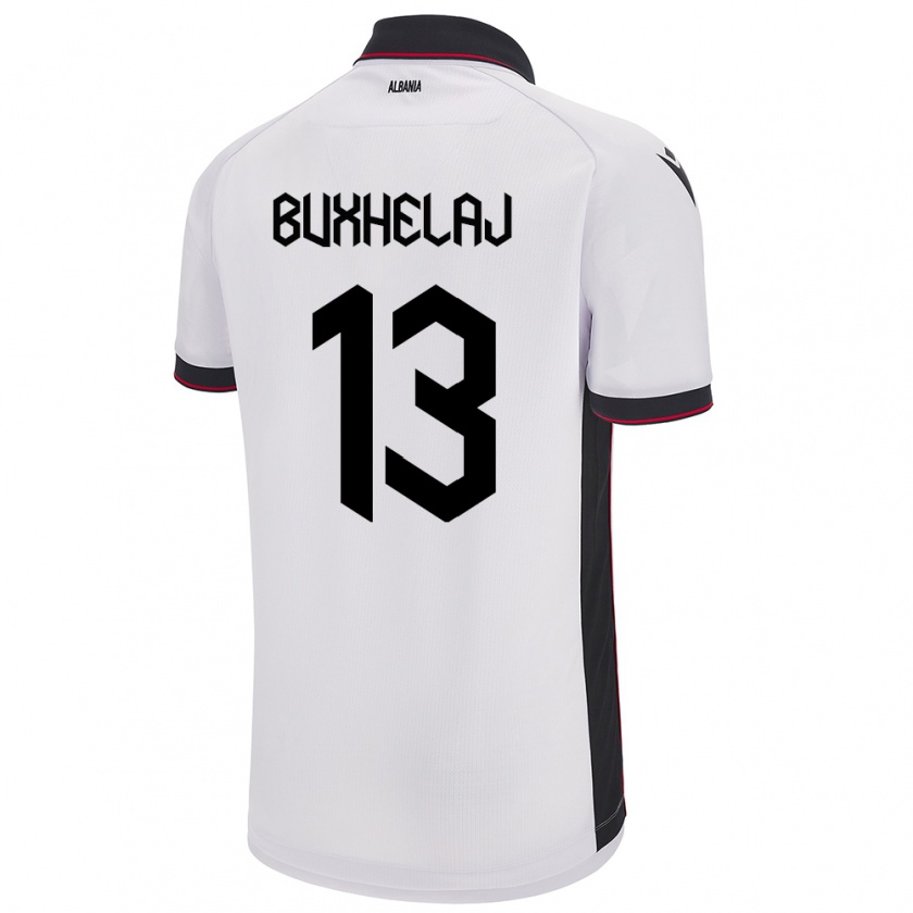 Kandiny Herren Albanien Paulo Buxhelaj #13 Weiß Auswärtstrikot Trikot 24-26 T-Shirt