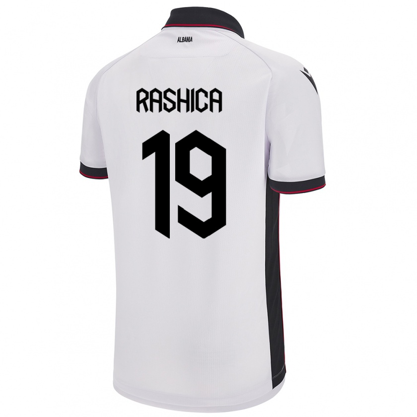 Kandiny Herren Albanien Ermir Rashica #19 Weiß Auswärtstrikot Trikot 24-26 T-Shirt